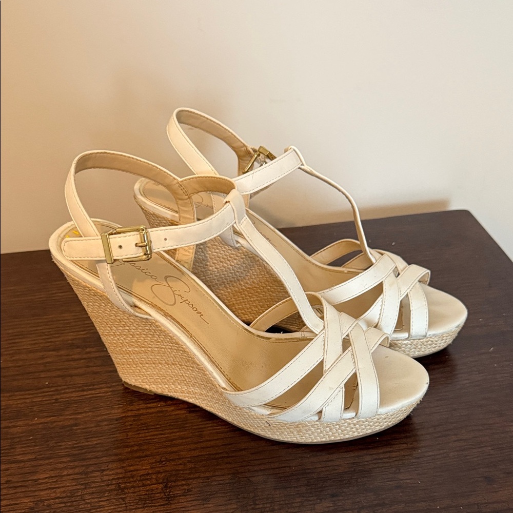 Jessica Simpson Cream Wedge Sandals